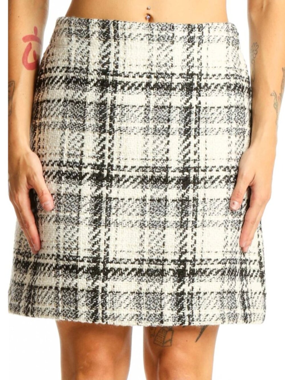 NWT LOFT Petites Black & White Tweed Mini Skirt - Size 14P